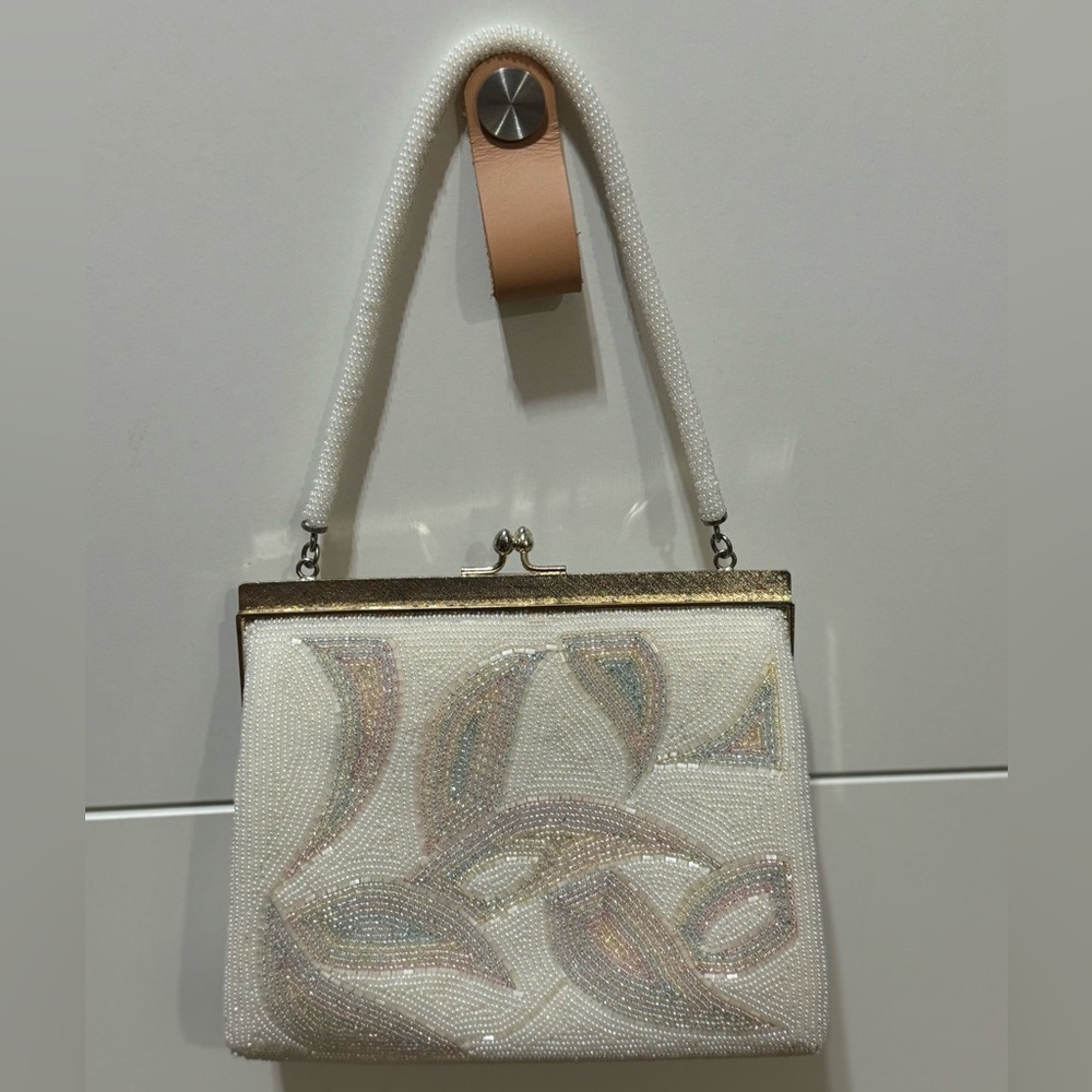 Vintage beaded bag with pastel details